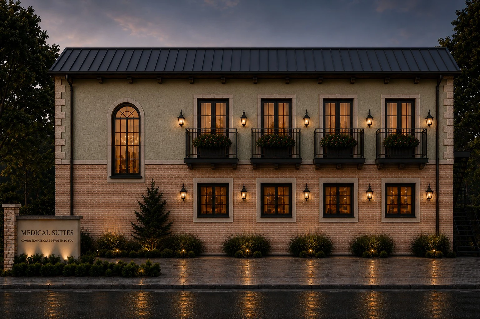 Alternative long elevation with signage wall